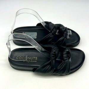 Coconuts By Matisse - Park Ave Black Vegan Leather Knotted Slide Sandals Size 8